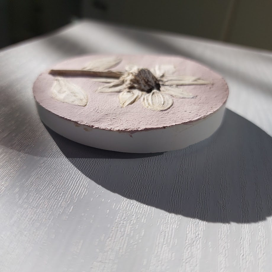 Hand-pressed botanical Wall Art | Floral Bas-Relief Plaster Plaque