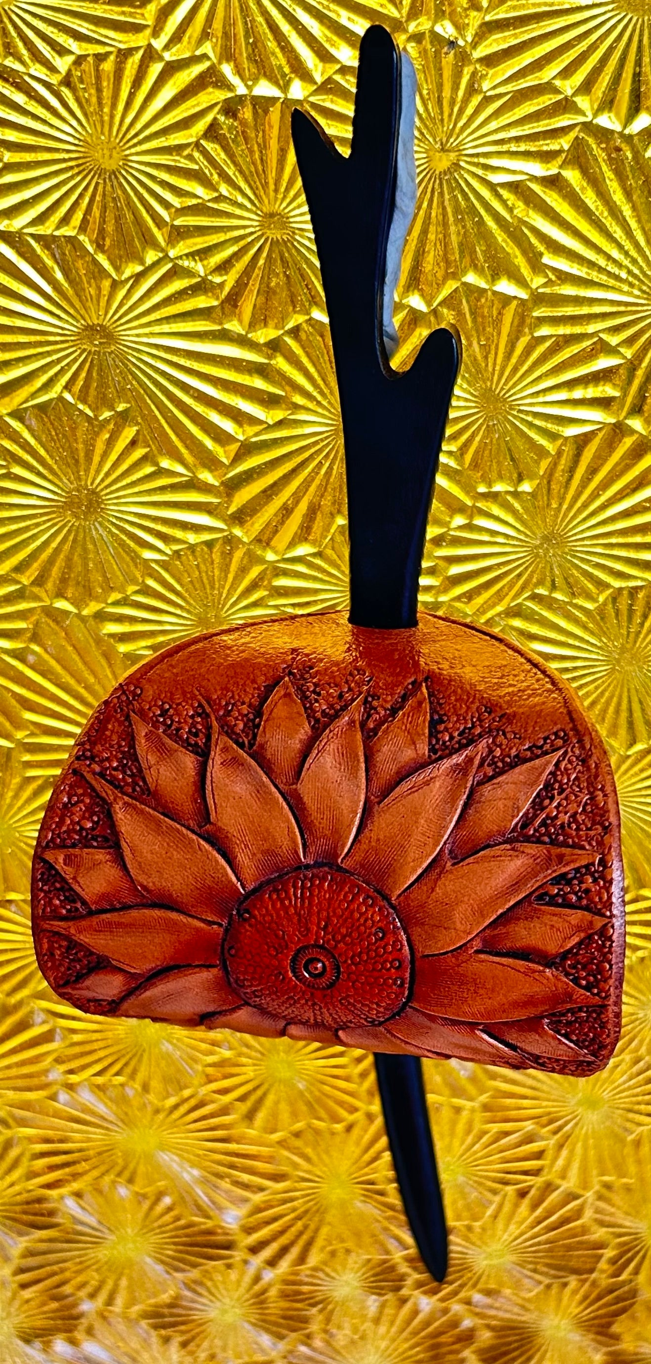 Leather Sunflower Hair Barrette