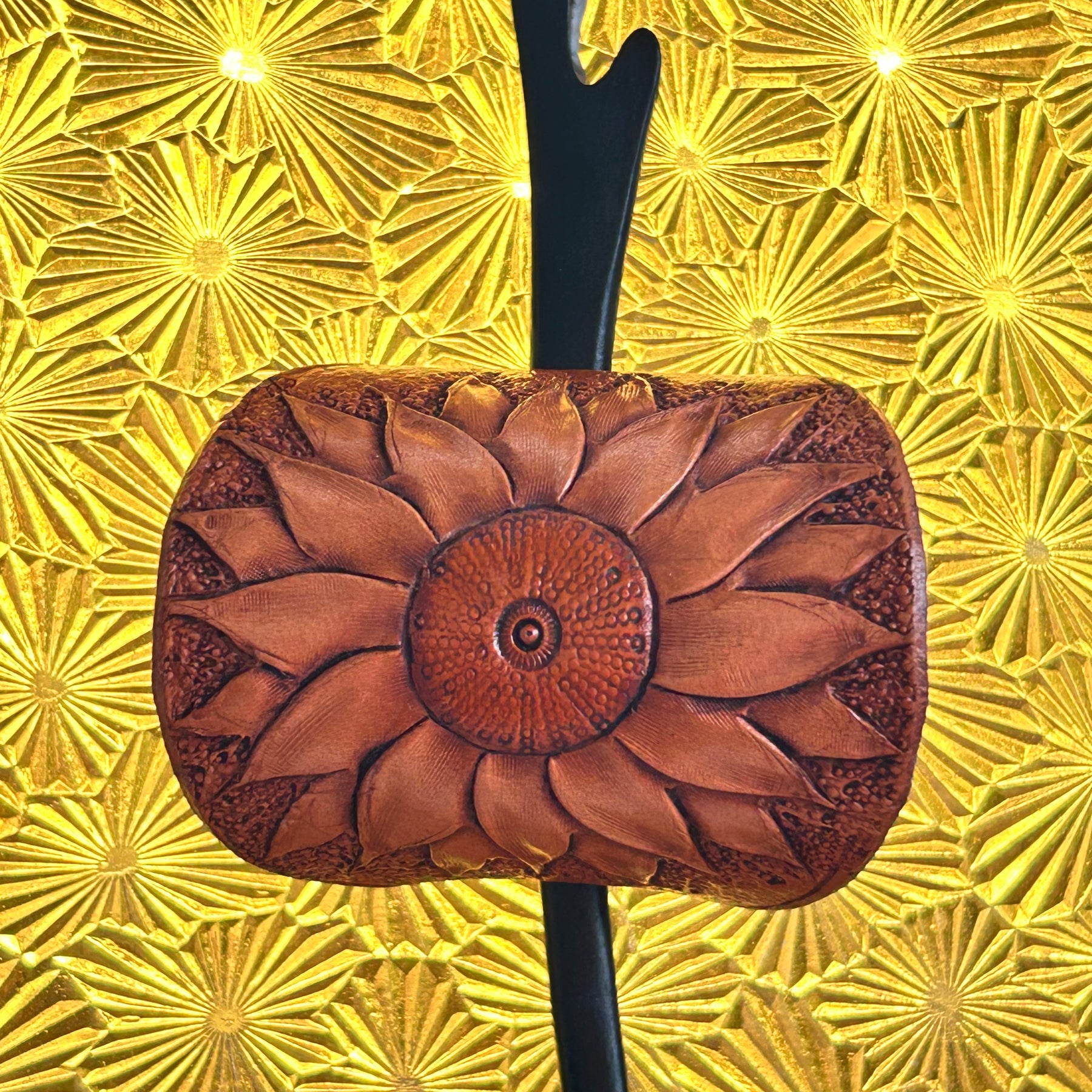 Leather Sunflower Hair Barrette