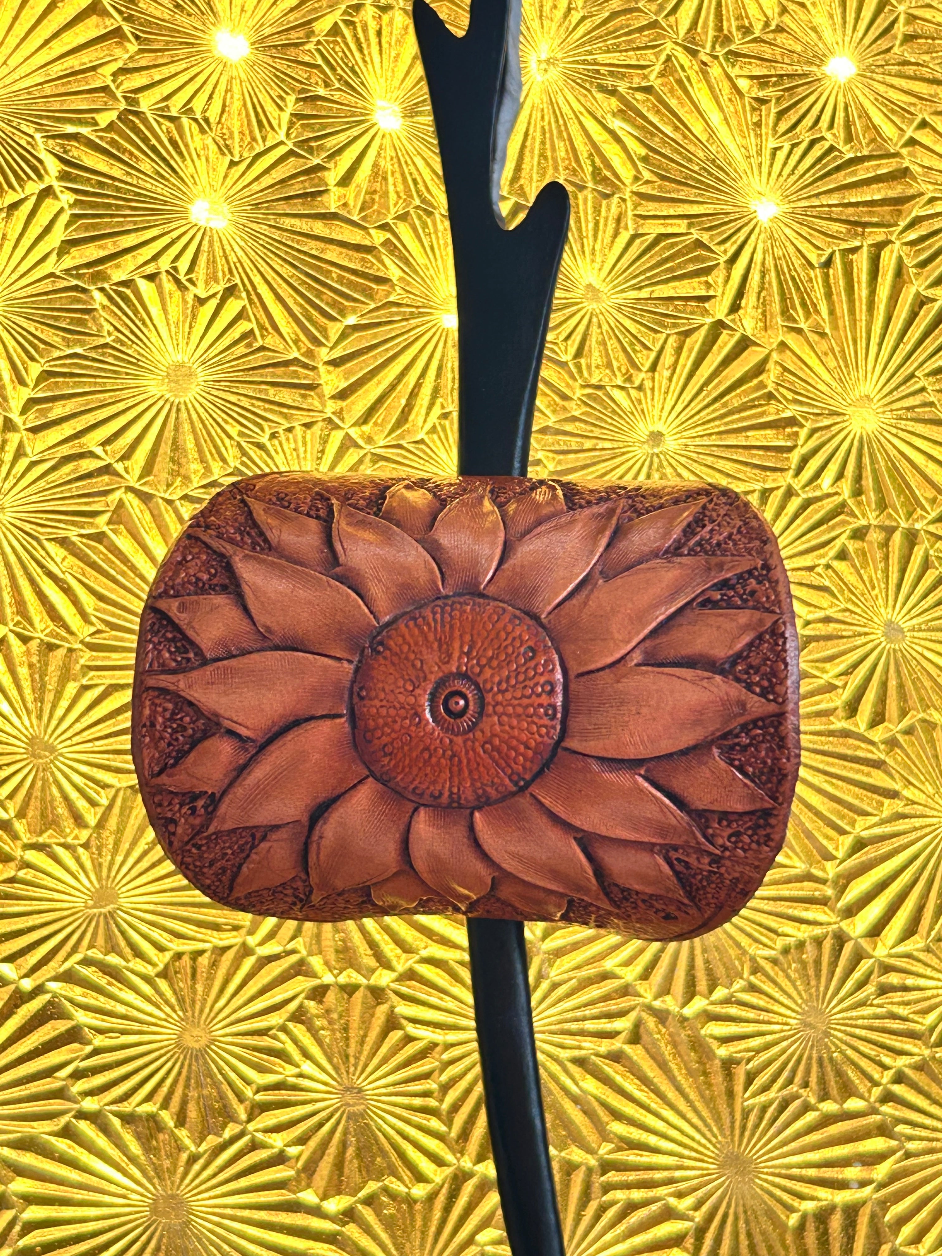Leather Sunflower Hair Barrette
