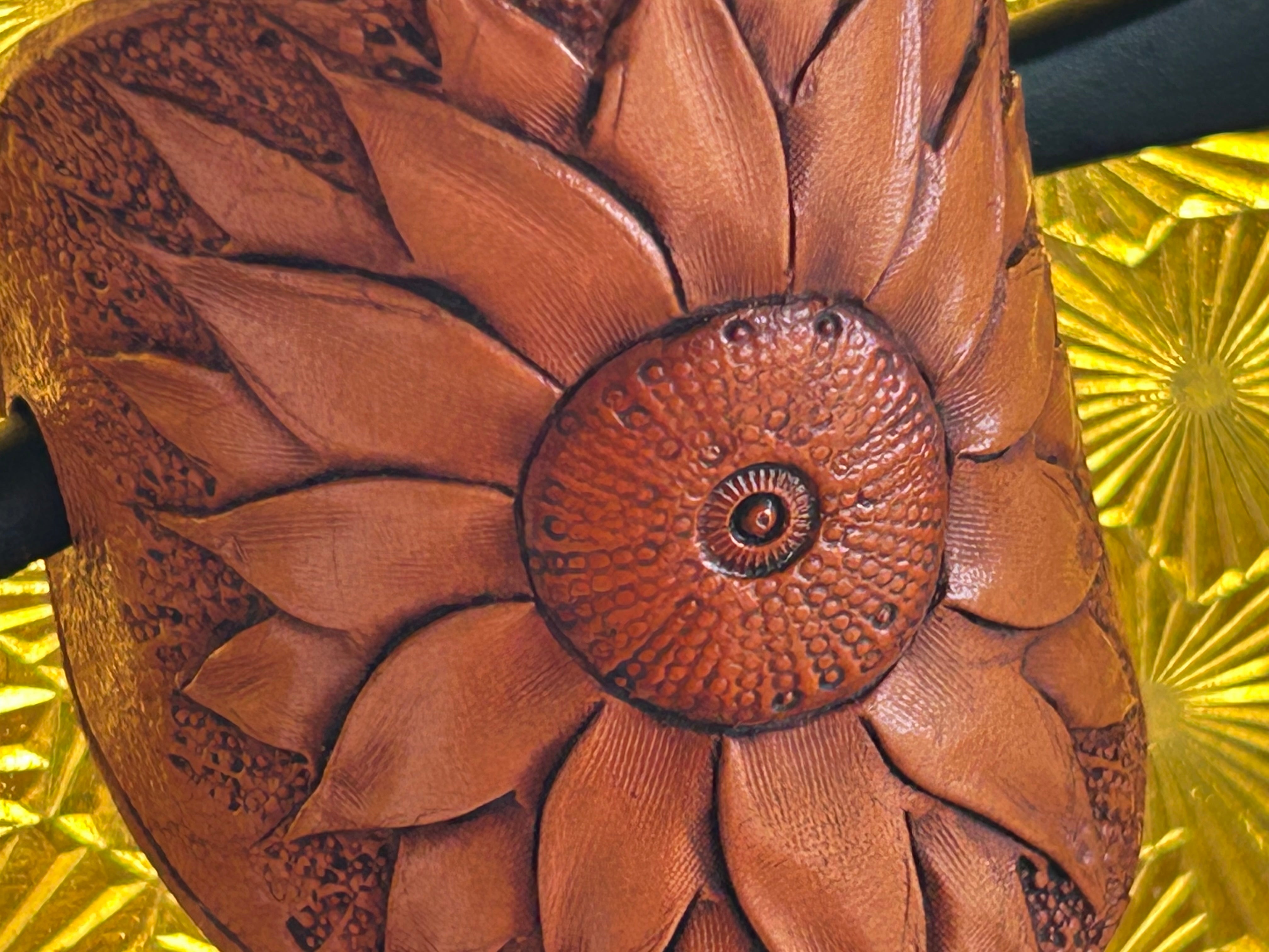 Leather Sunflower Hair Barrette