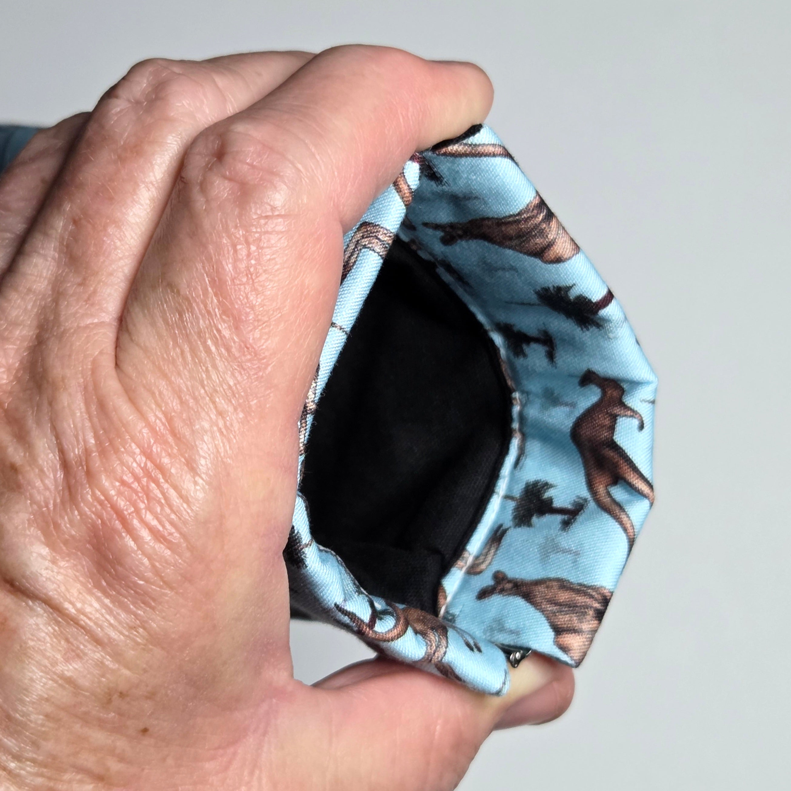 Sunglasses Pouch in Blue fabric with kangaroos