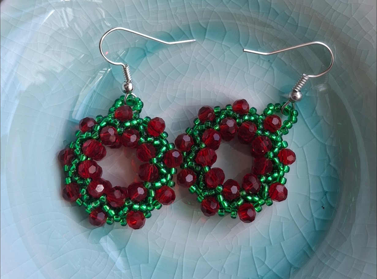Christmas wreath earrings