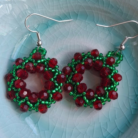 Christmas wreath earrings
