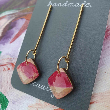 Aurora Collection| Long elegant dangle earrings | Fuchsia