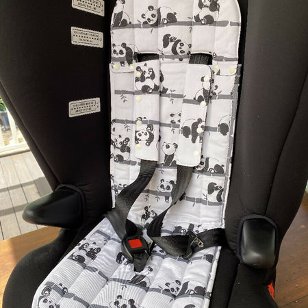 Universal Pram Liner Pandas on White