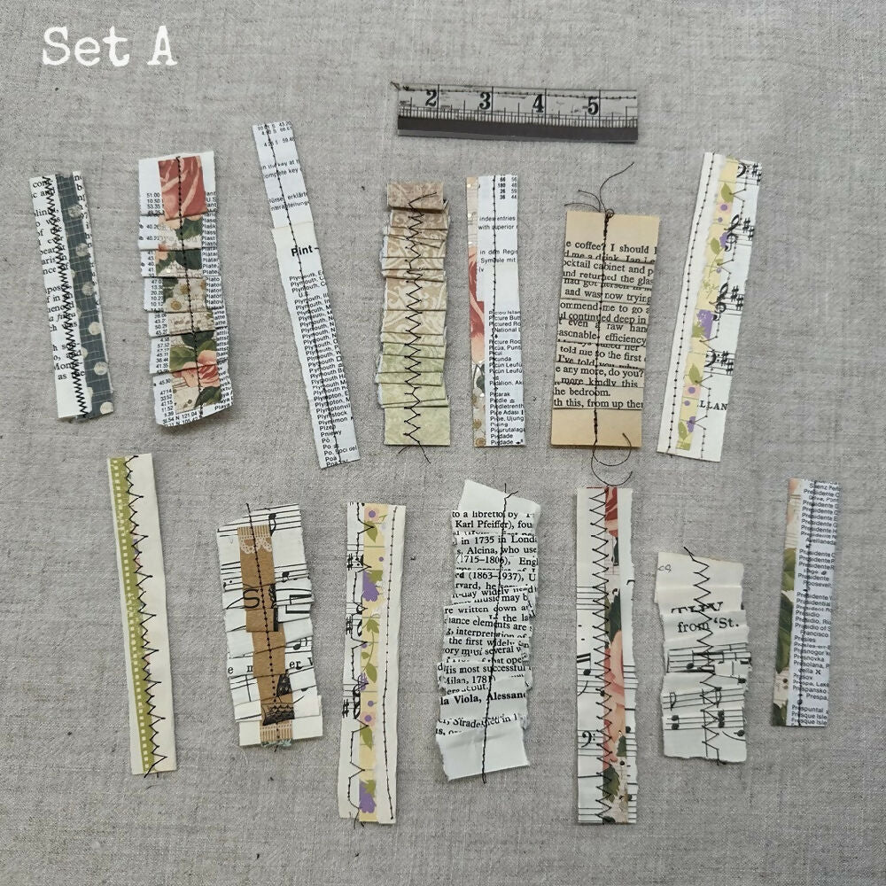 15 Assorted Sewn Paper Embellishments Pack for Junk Journals
