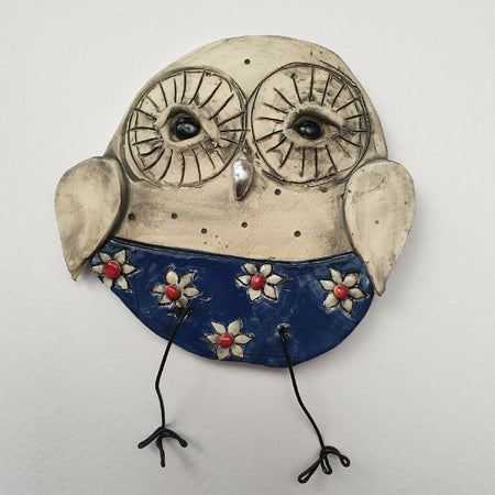 Clay owl wall decor pattern flower pants