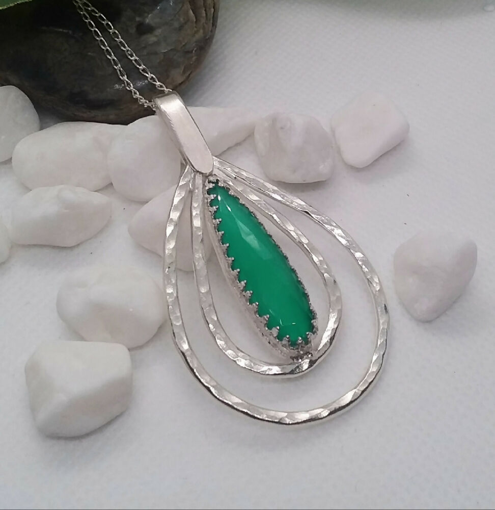 Sterling Silver and lovely green chardony gemstone