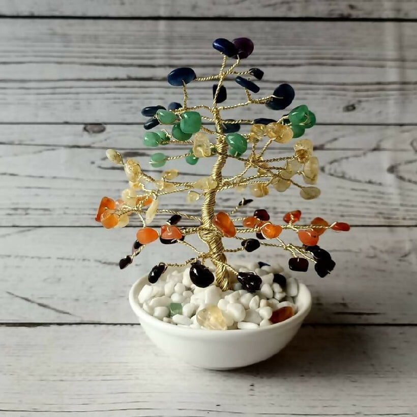 Rainbow Chakra Christmas Pine Gem Tree gold