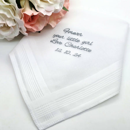 Personalised Wedding Handkerchief Embroidered Man's White Cotton Hanky