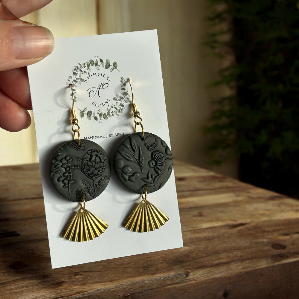 Australian Native dangles - Charcoal Grey earrings