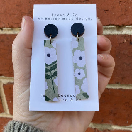 Sage flower stick earrings