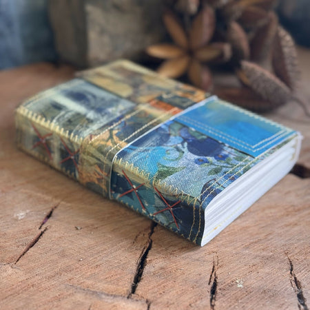 A6 Meraki Upcycled Canvas Journal Teal