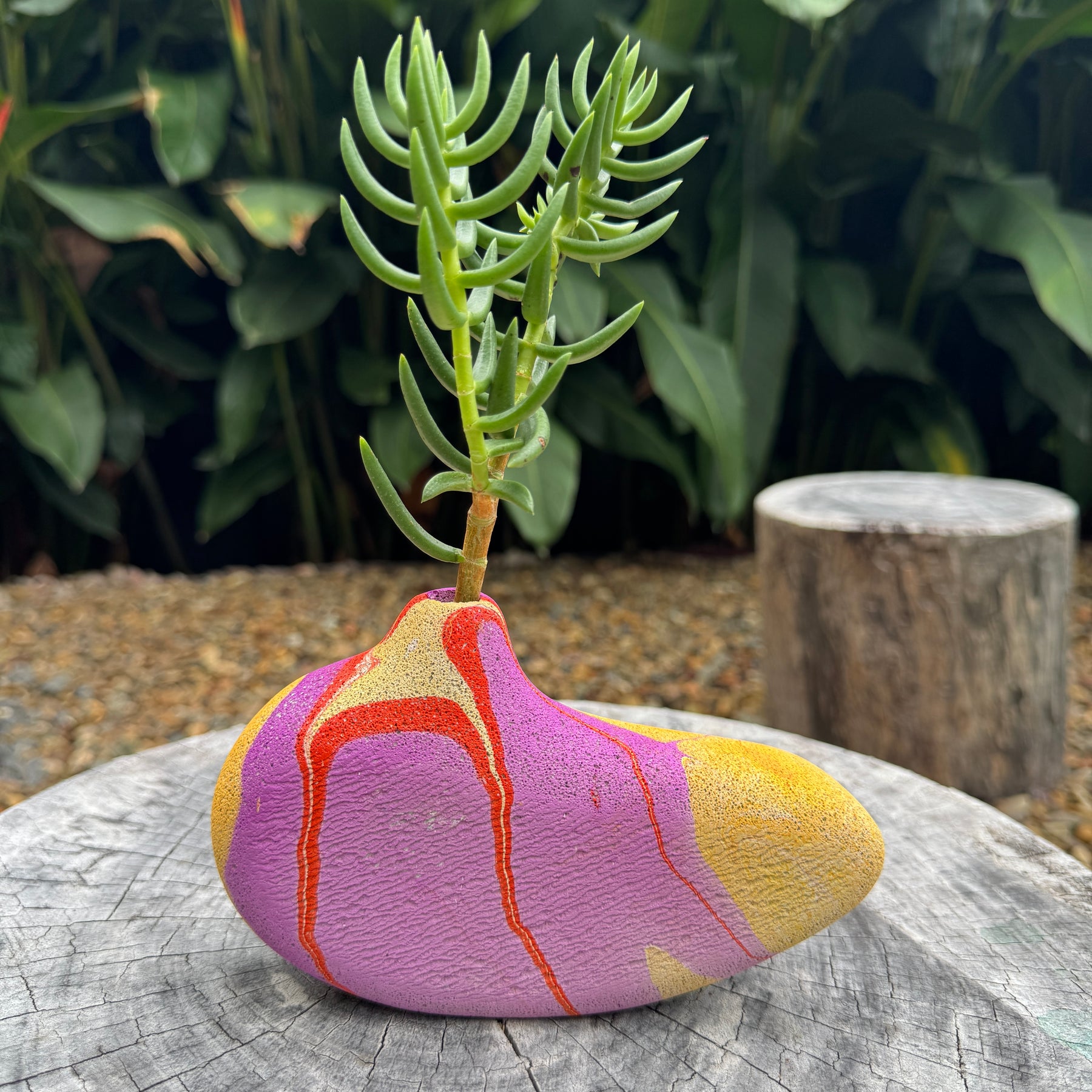 Lava Bird hand sculpted concrete test tube vase