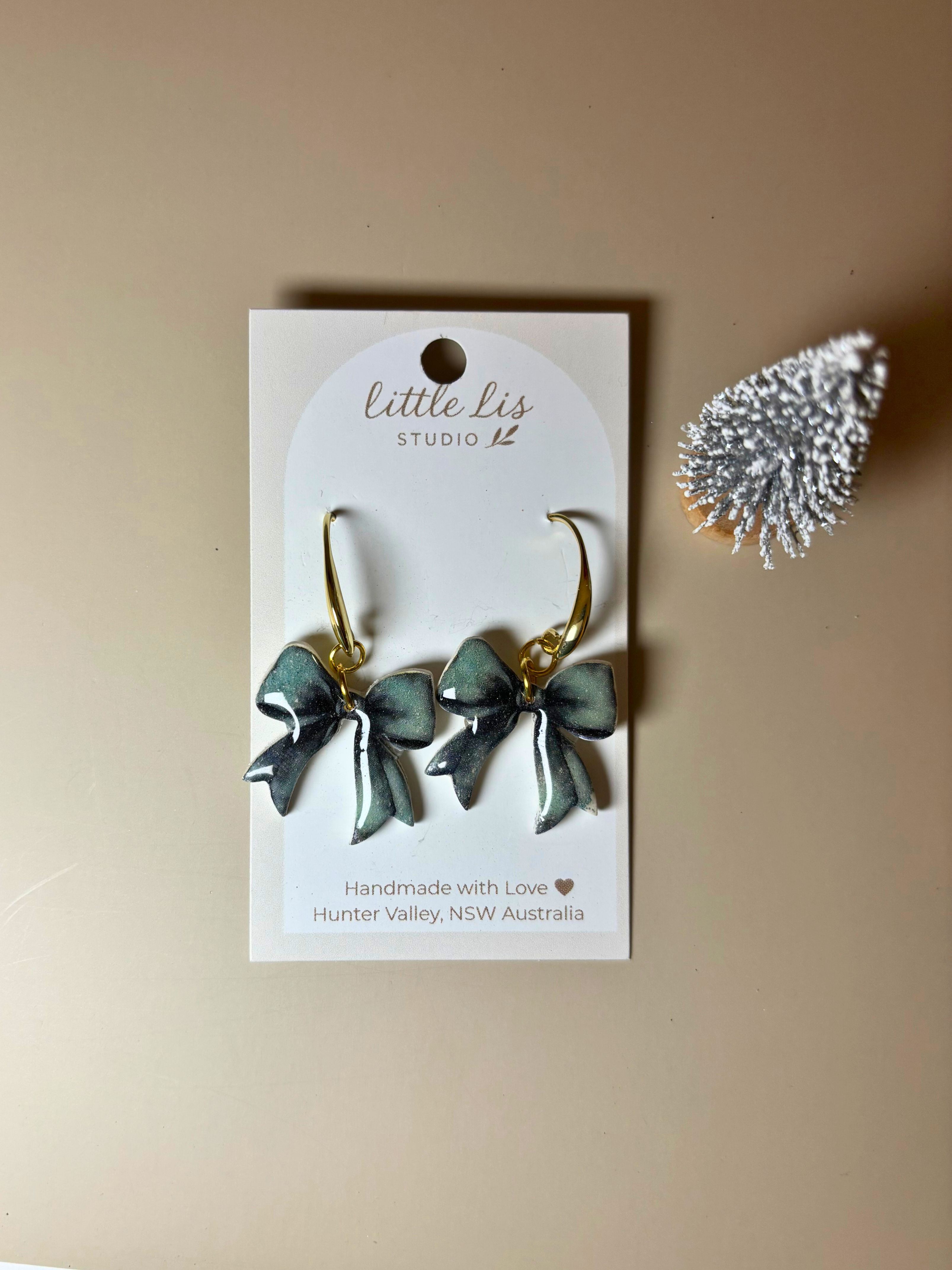 Vintage Christmas Bow Inspired Earrings