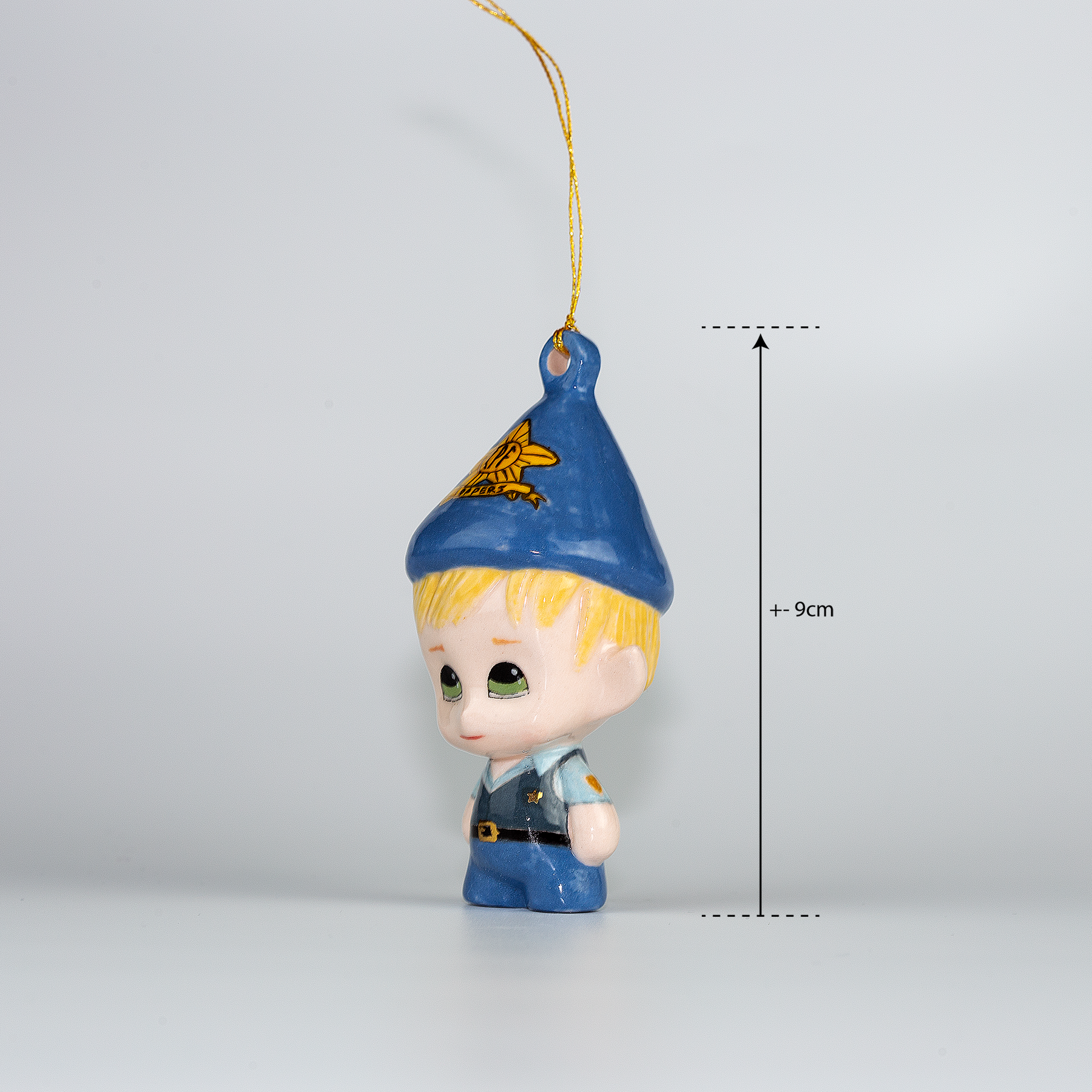Handmade Porcelain Christmas ornament. One-of-a-kind. Dave, the Copper Elf.