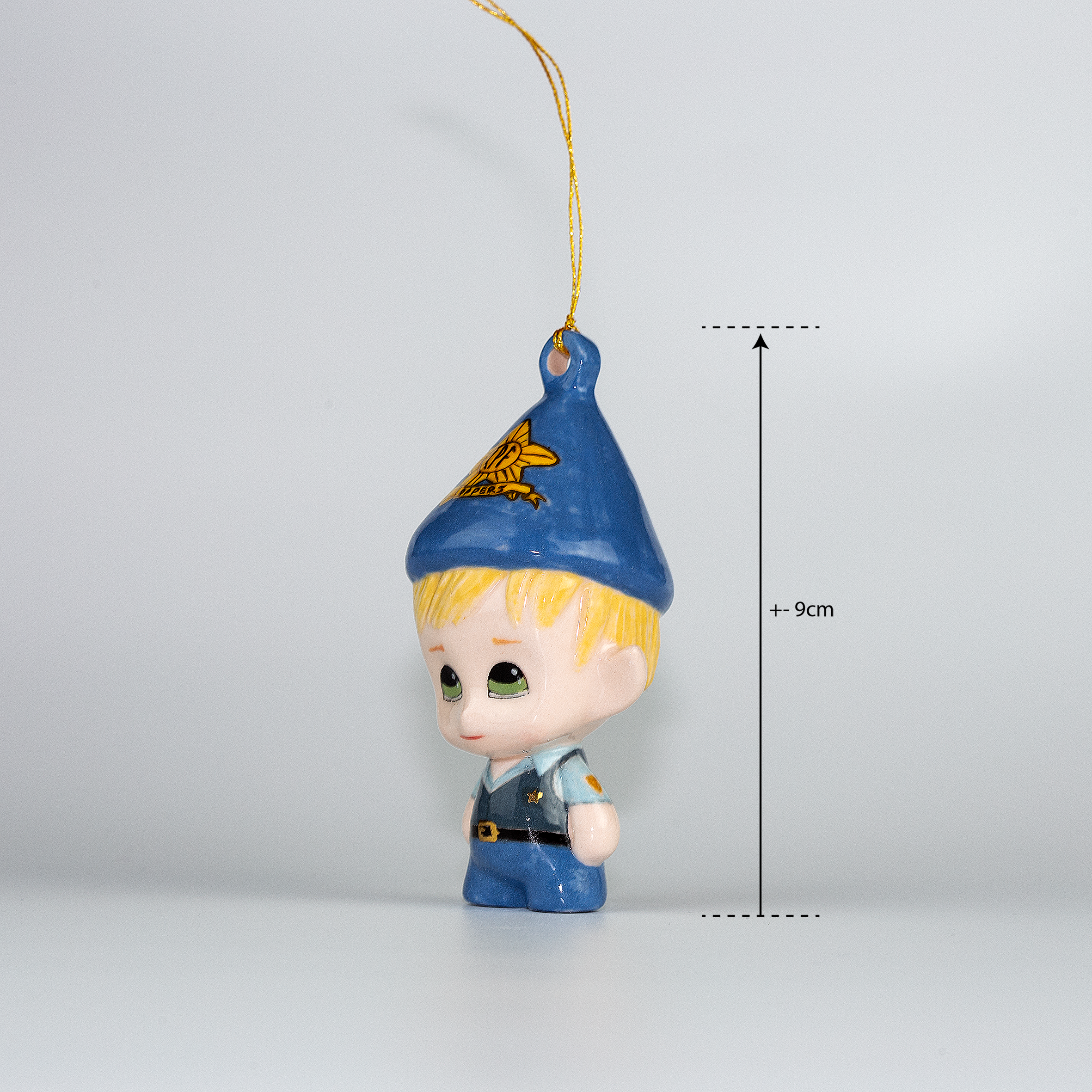 Handmade Porcelain Christmas ornament. One-of-a-kind. Dave, the Copper Elf.