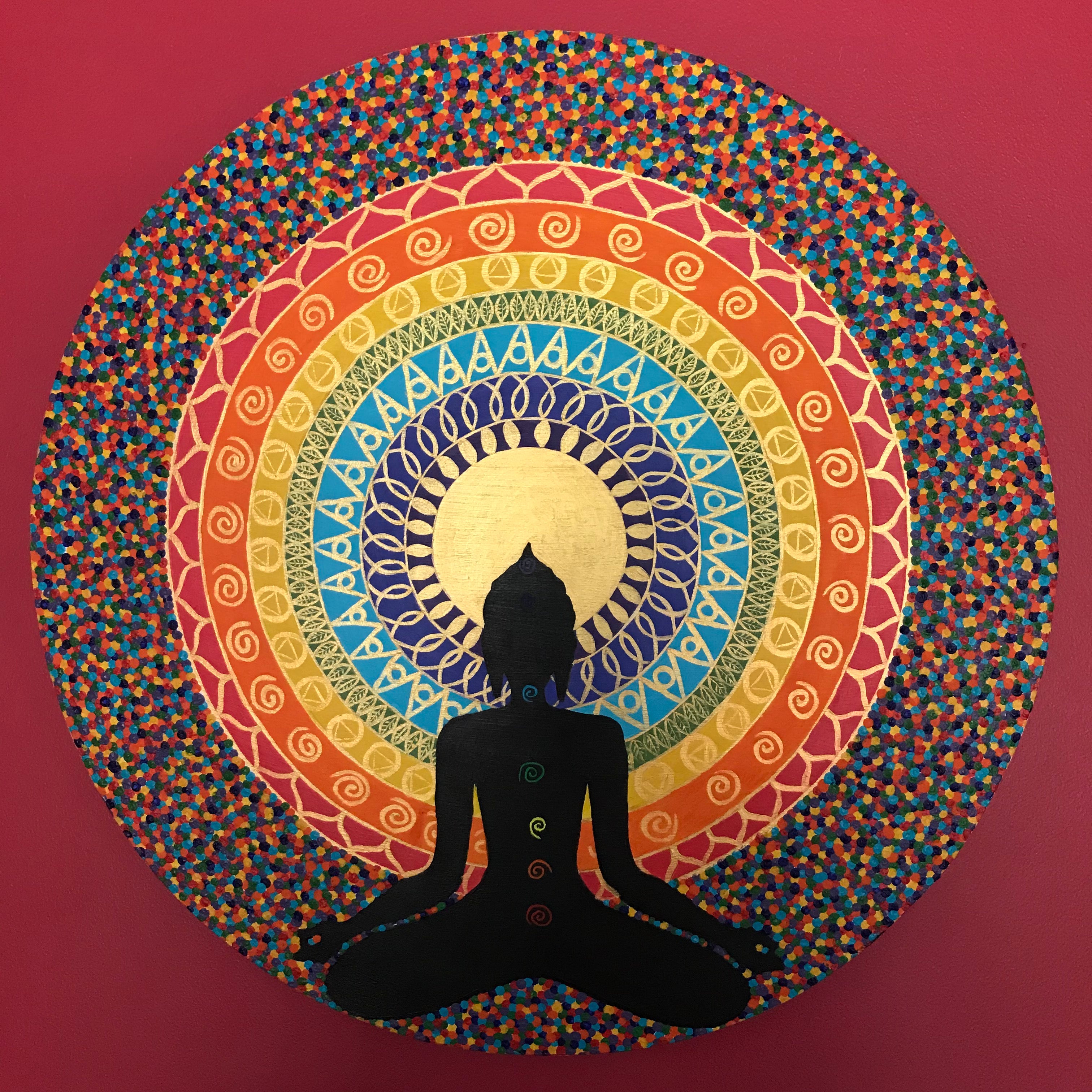 Painting - "Mandala of Abundance" (Acrylic on round board) Original