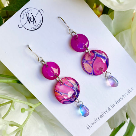 Colourful Dangle Earrings with Czech Beads
