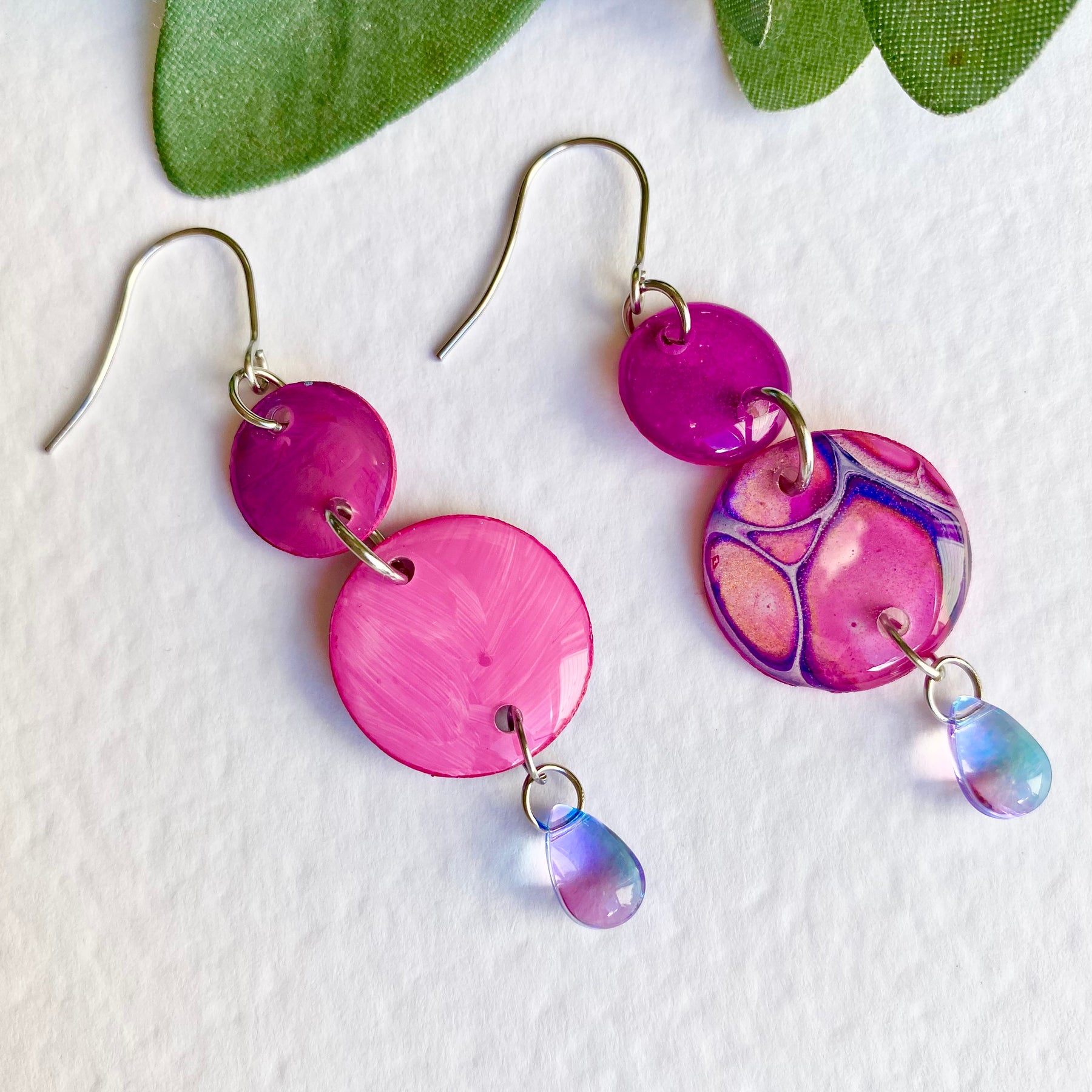 Colourful Dangle Earrings with Czech Beads