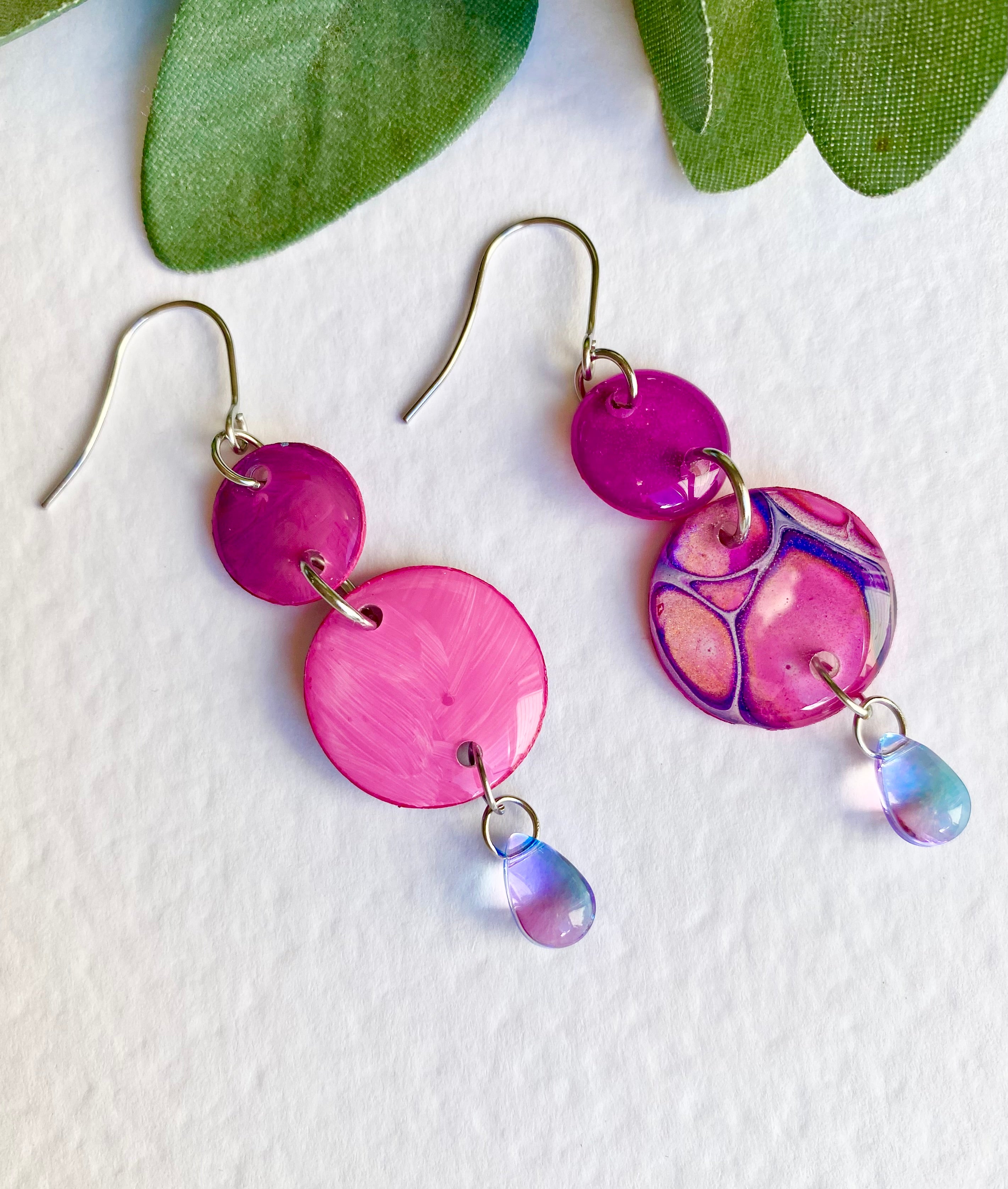 Colourful Dangle Earrings with Czech Beads