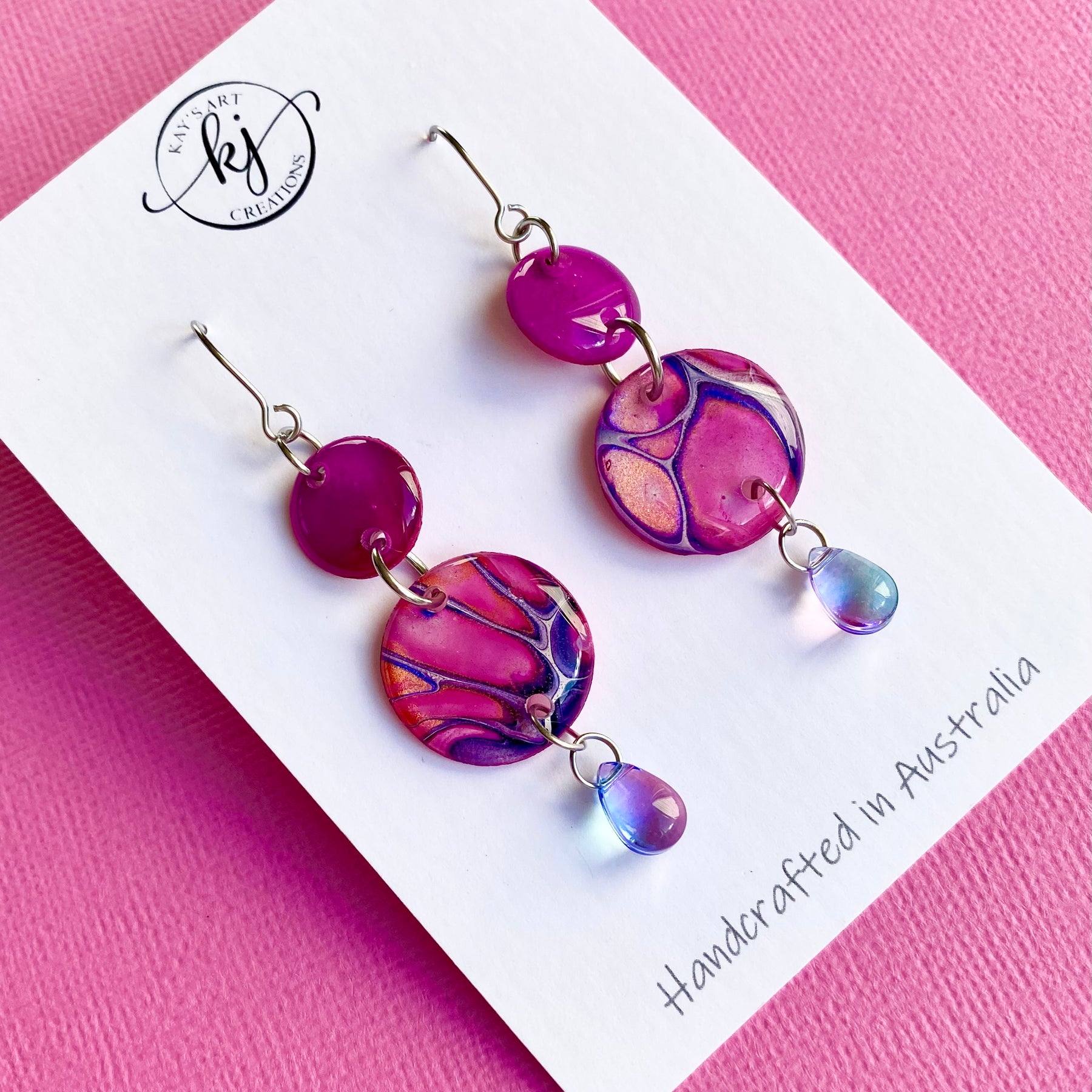 Colourful Dangle Earrings with Czech Beads