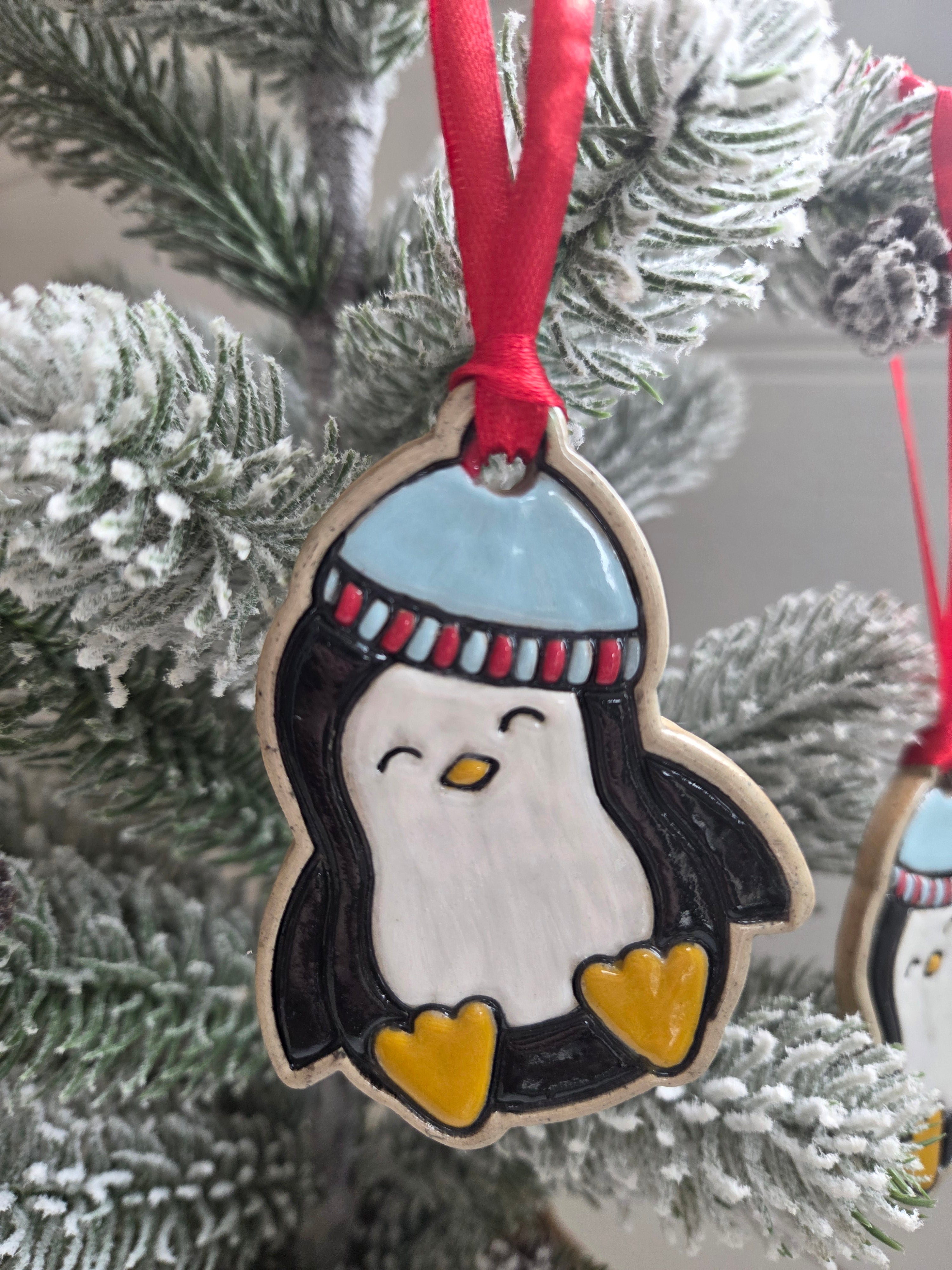 Ceramic Penguin Christmas Decoration