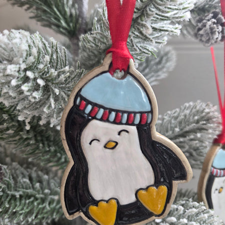 Ceramic Penguin Christmas Decoration