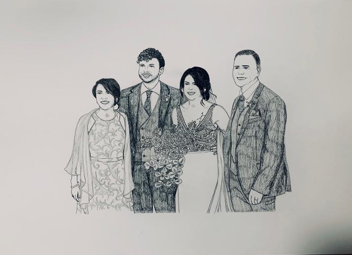 Commissioned custom portrait, hand drawn