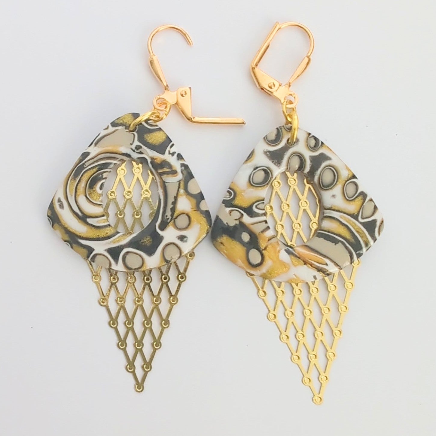 Mokume Gane Earrings in Gold
