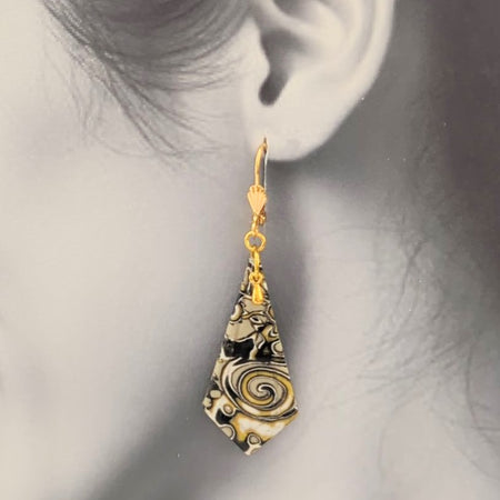 Mokume Gane Earrings in Gold