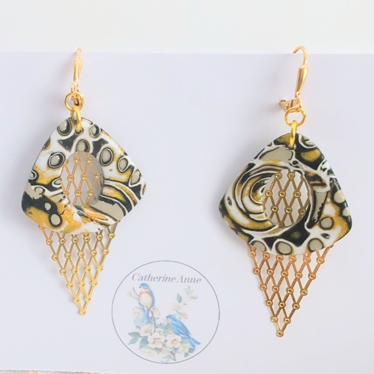 Mokume Gane Earrings in Gold