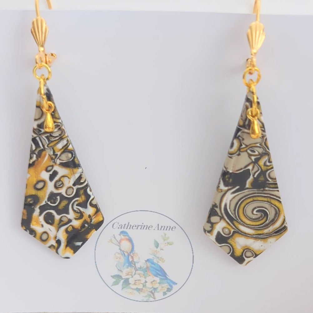 Mokume Gane Earrings in Gold