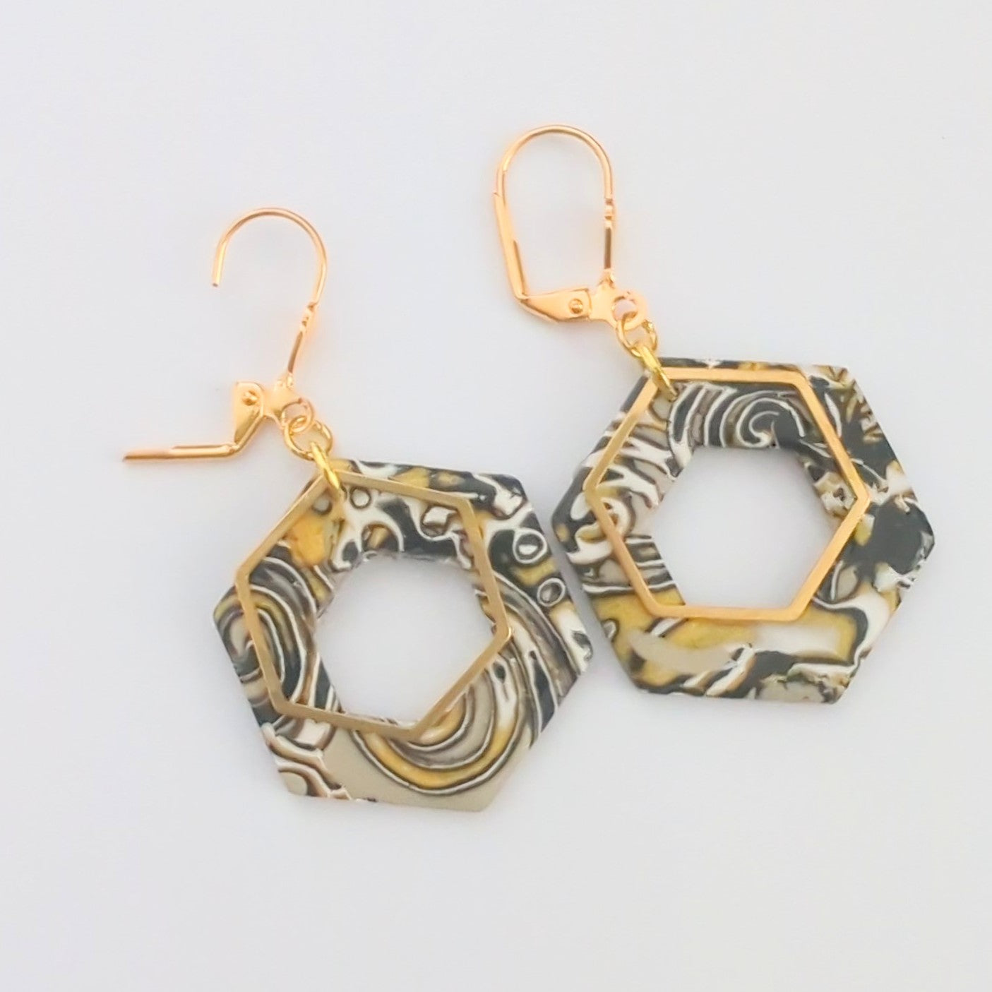 Mokume Gane Earrings in Gold