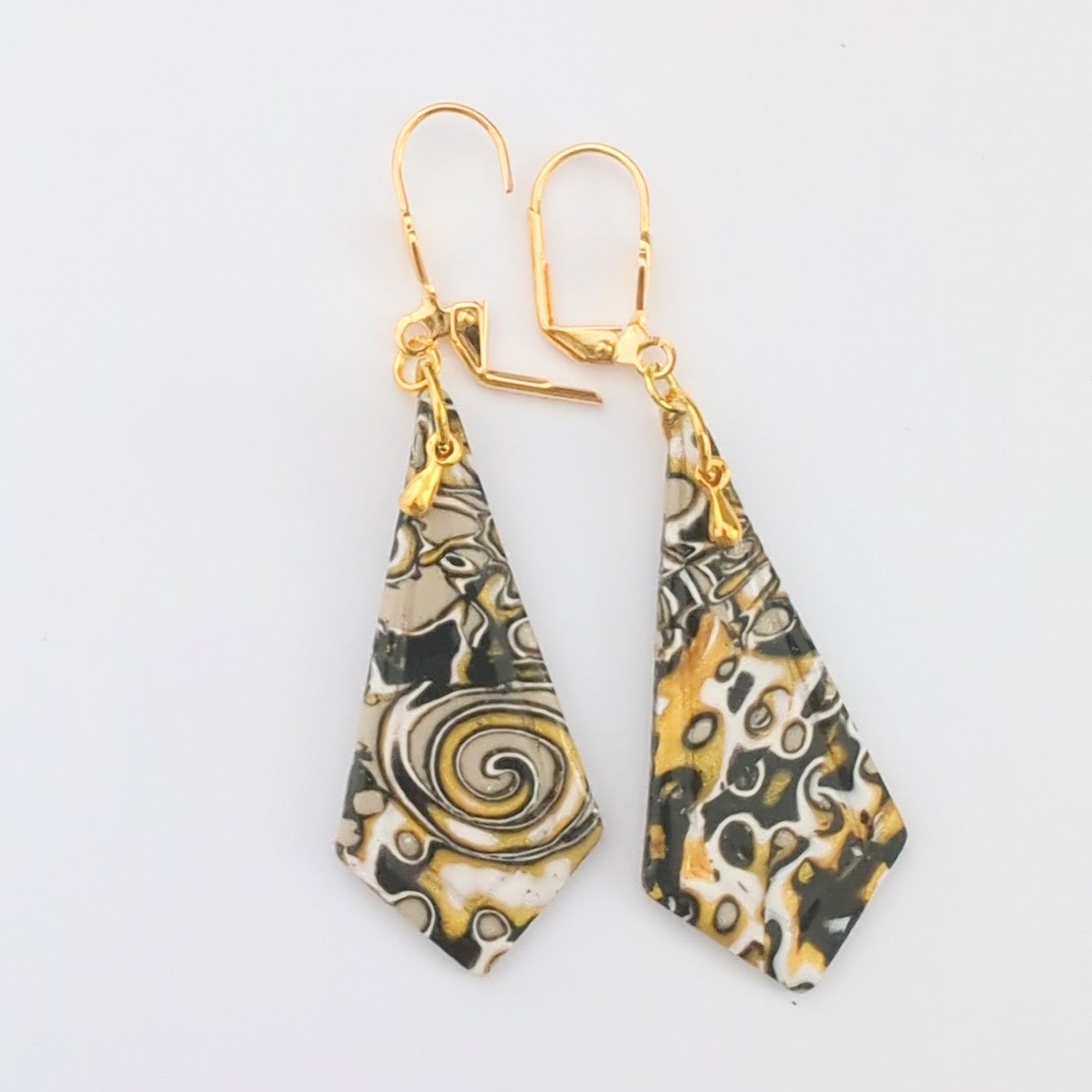 Mokume Gane Earrings in Gold