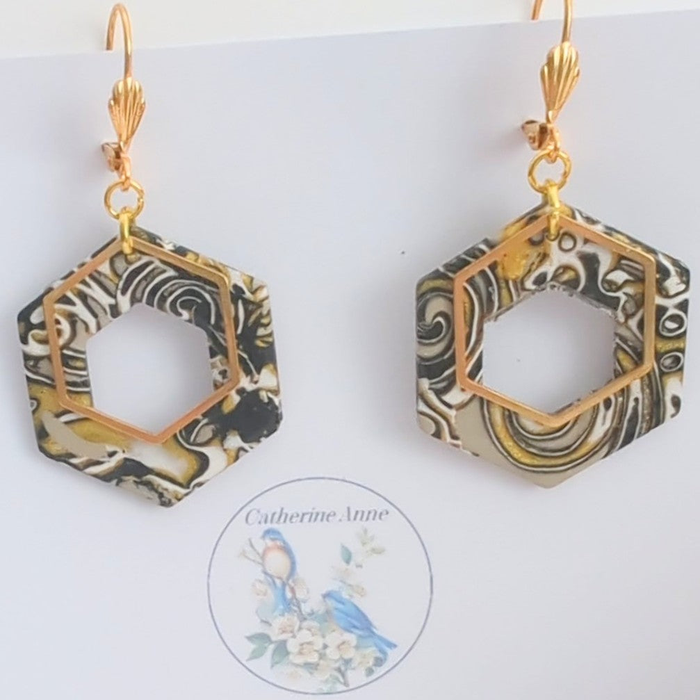 Mokume Gane Earrings in Gold
