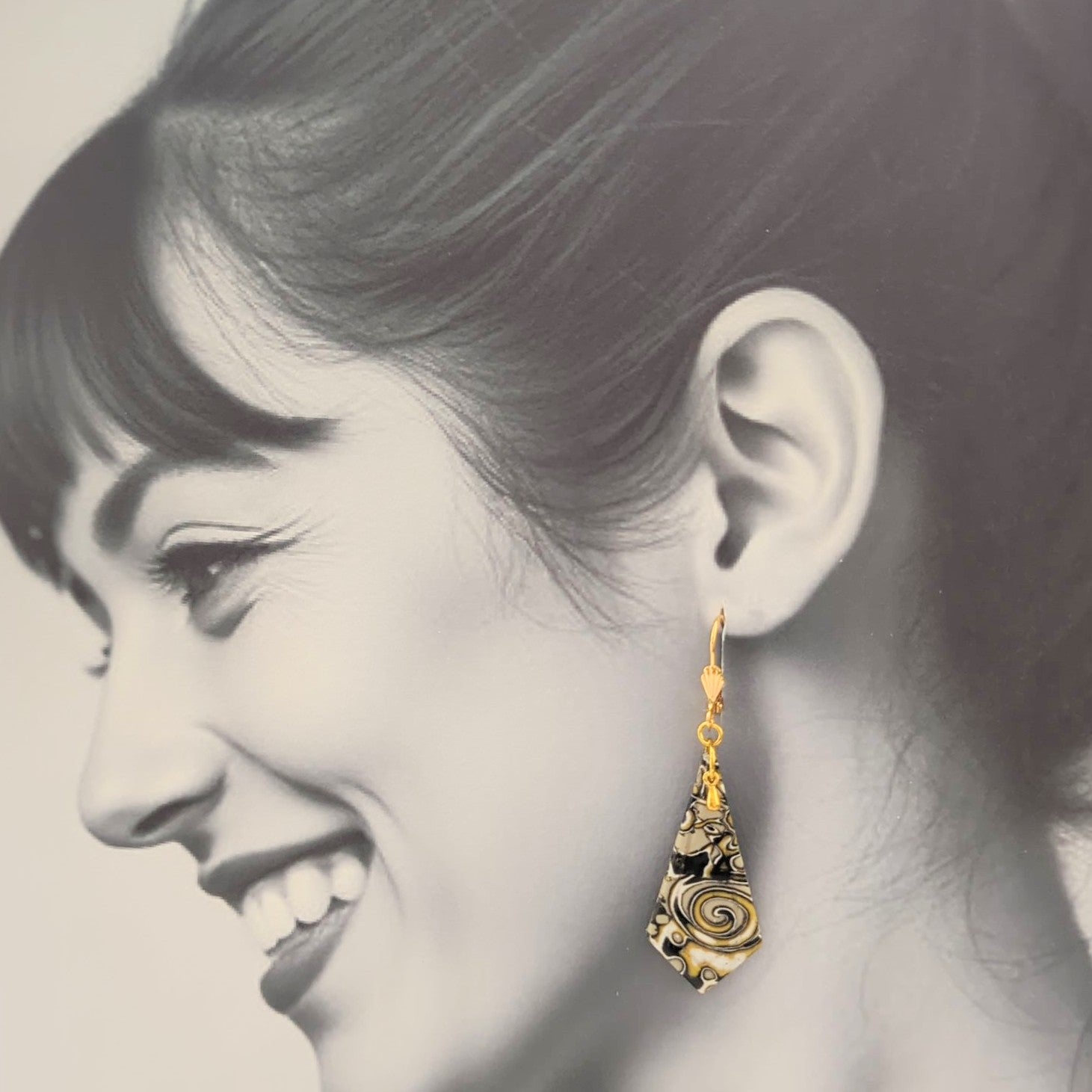 Mokume Gane Earrings in Gold
