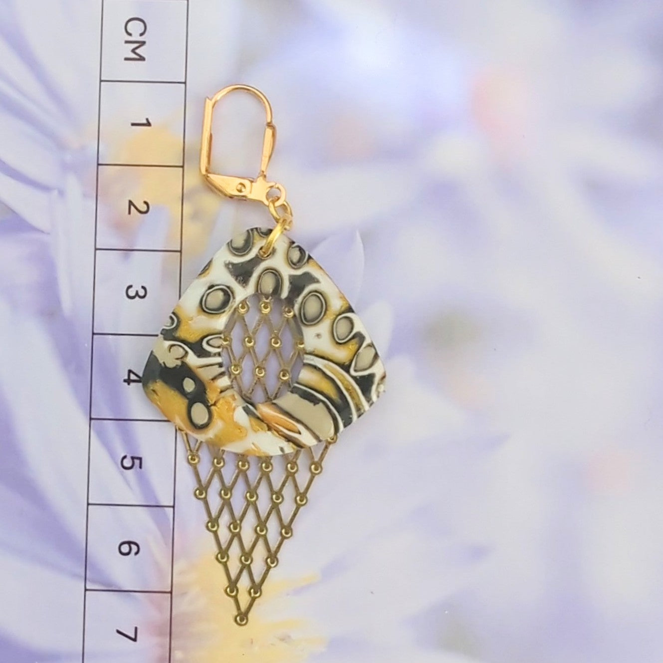 Mokume Gane Earrings in Gold