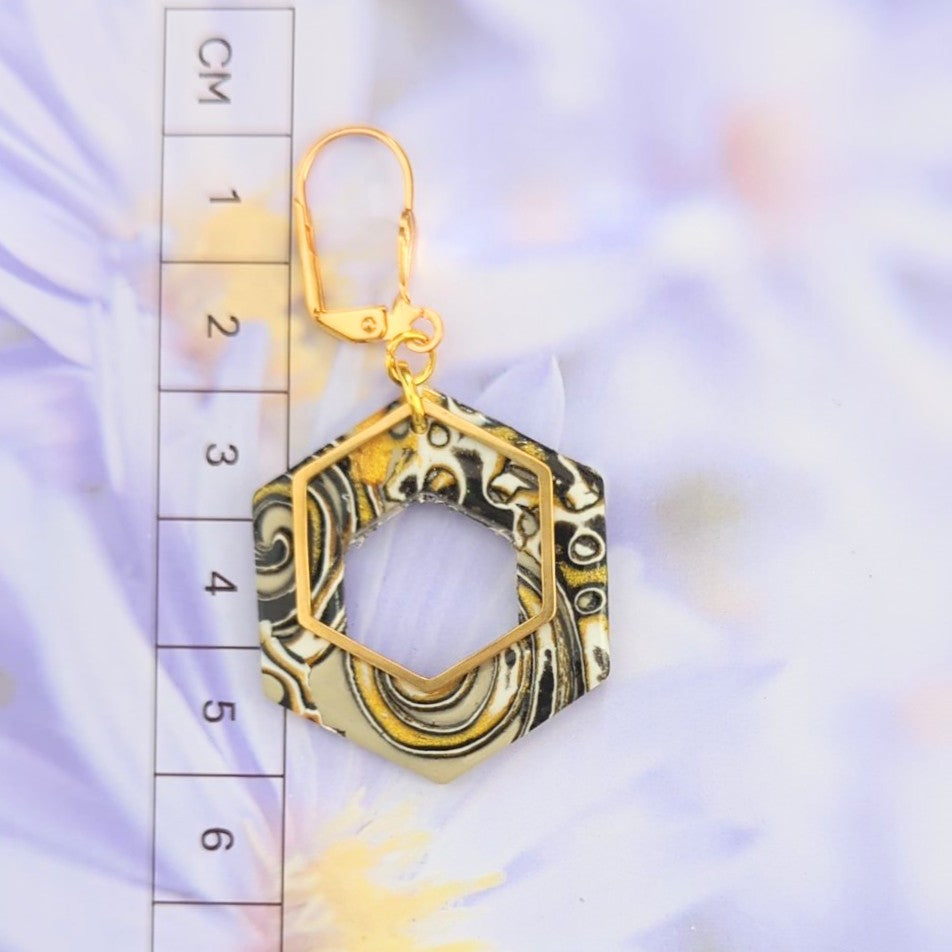 Mokume Gane Earrings in Gold
