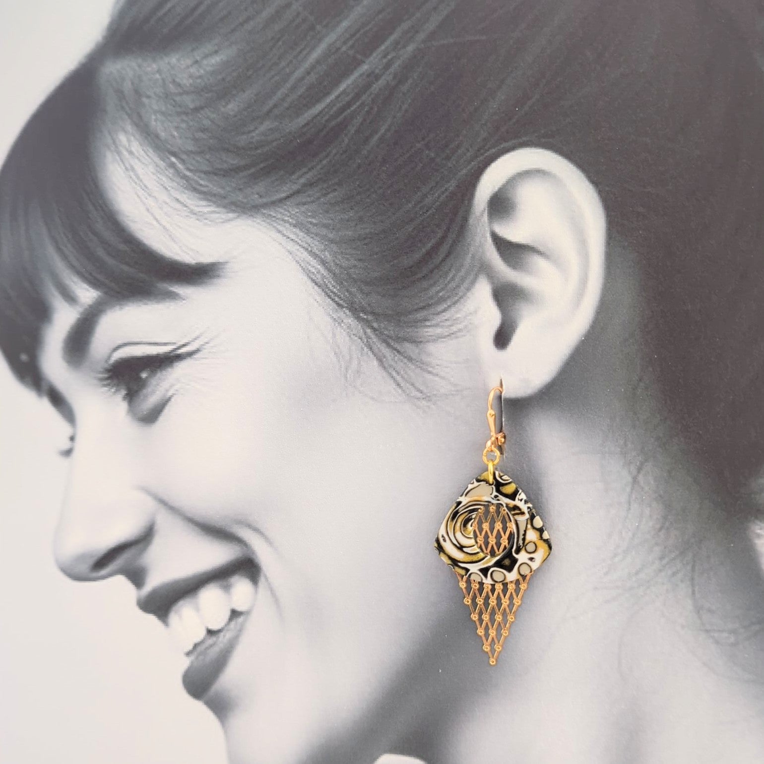 Mokume Gane Earrings in Gold