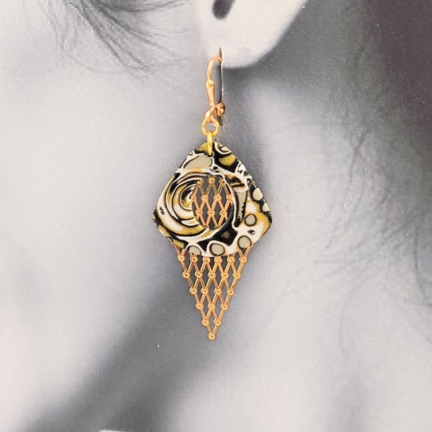 Mokume Gane Earrings in Gold