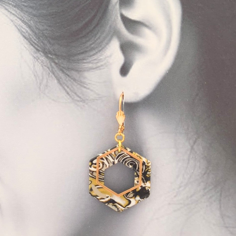 Mokume Gane Earrings in Gold