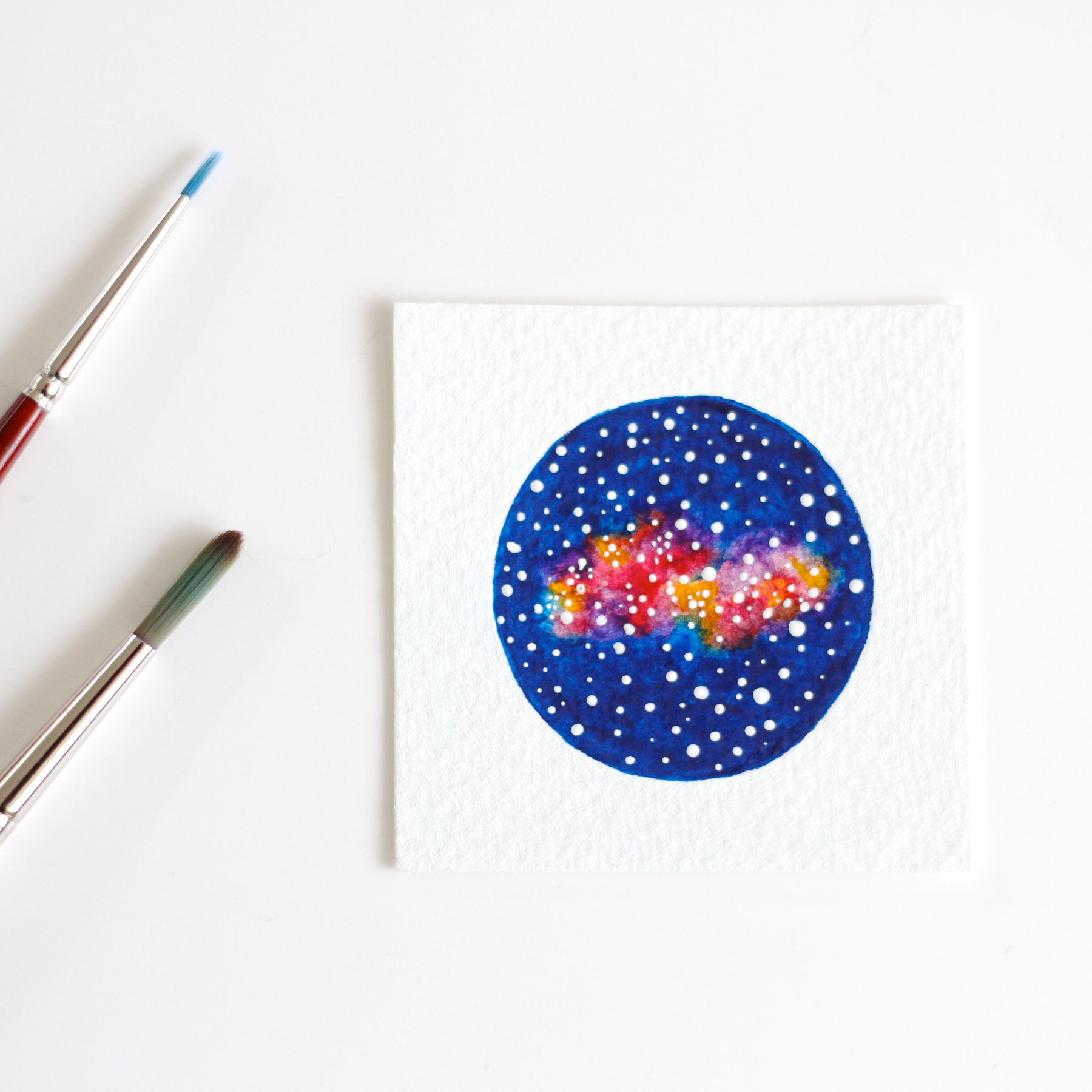 Galaxy Miniature Watercolour Painting