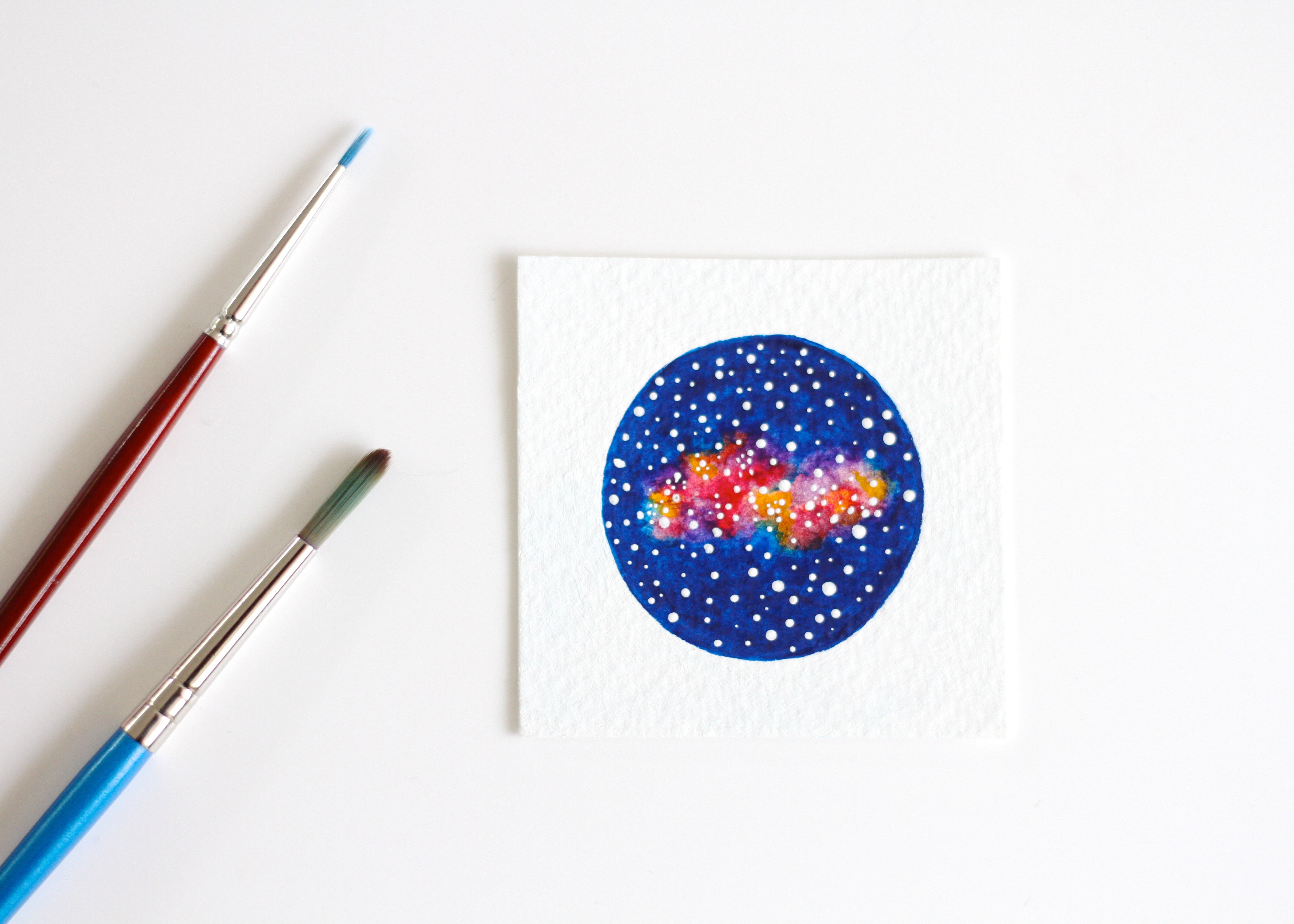 Galaxy Miniature Watercolour Painting