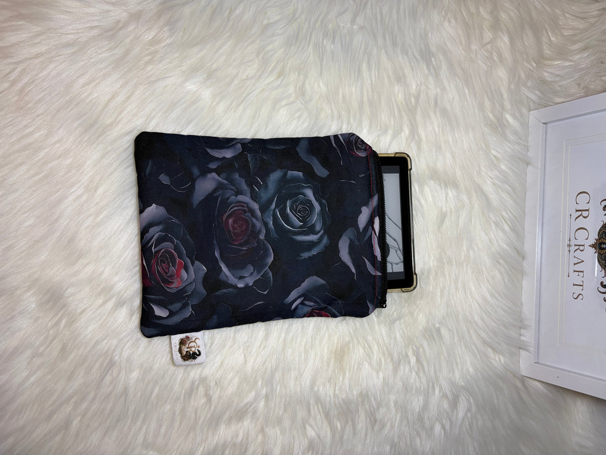 Handmade Padded Kindle & E-Reader Sleeve | 🌑 Midnight Rose Collection