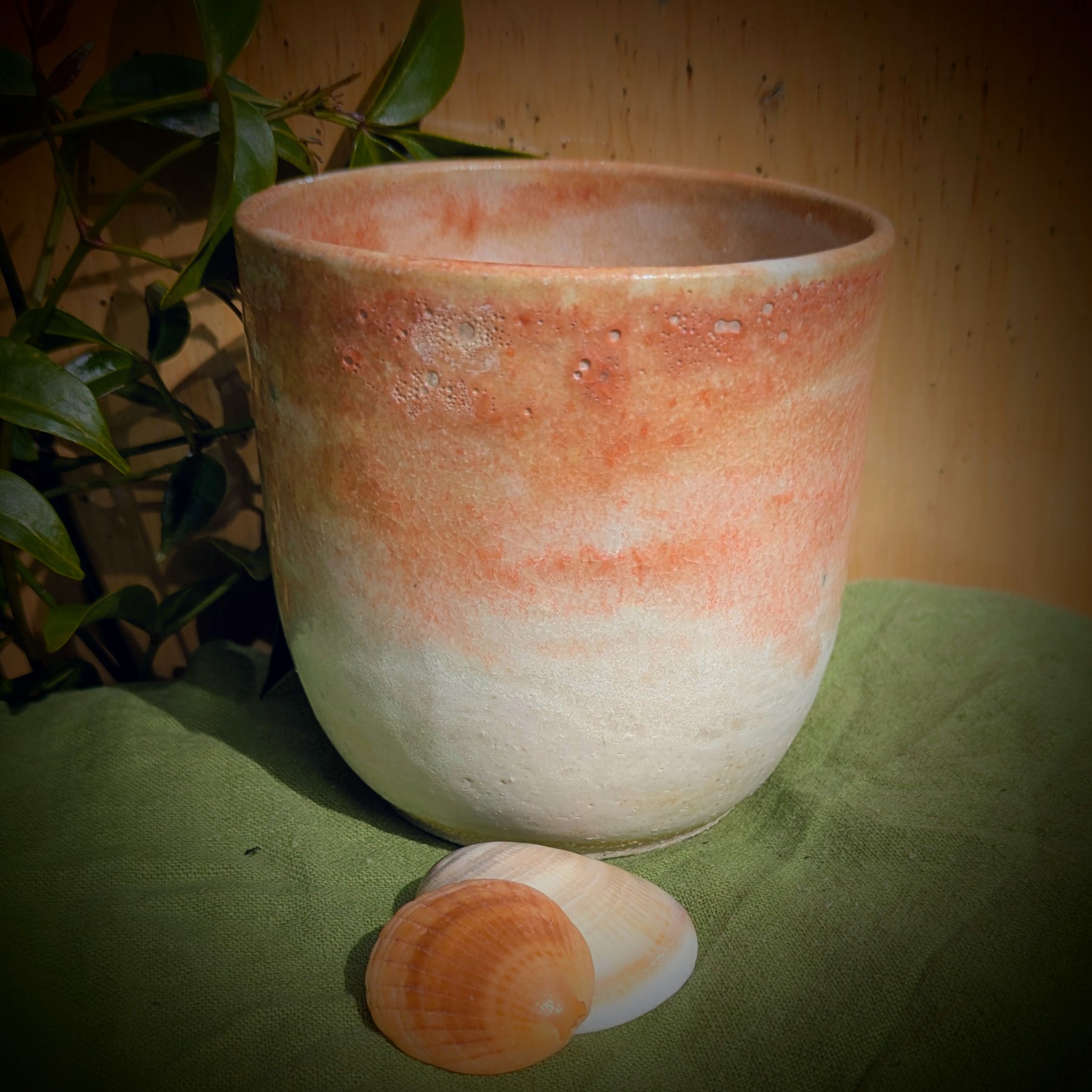 Amber and white cup