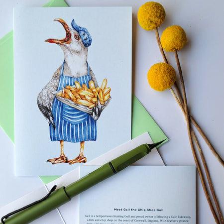 Chip Shop Seagull Greeting Card