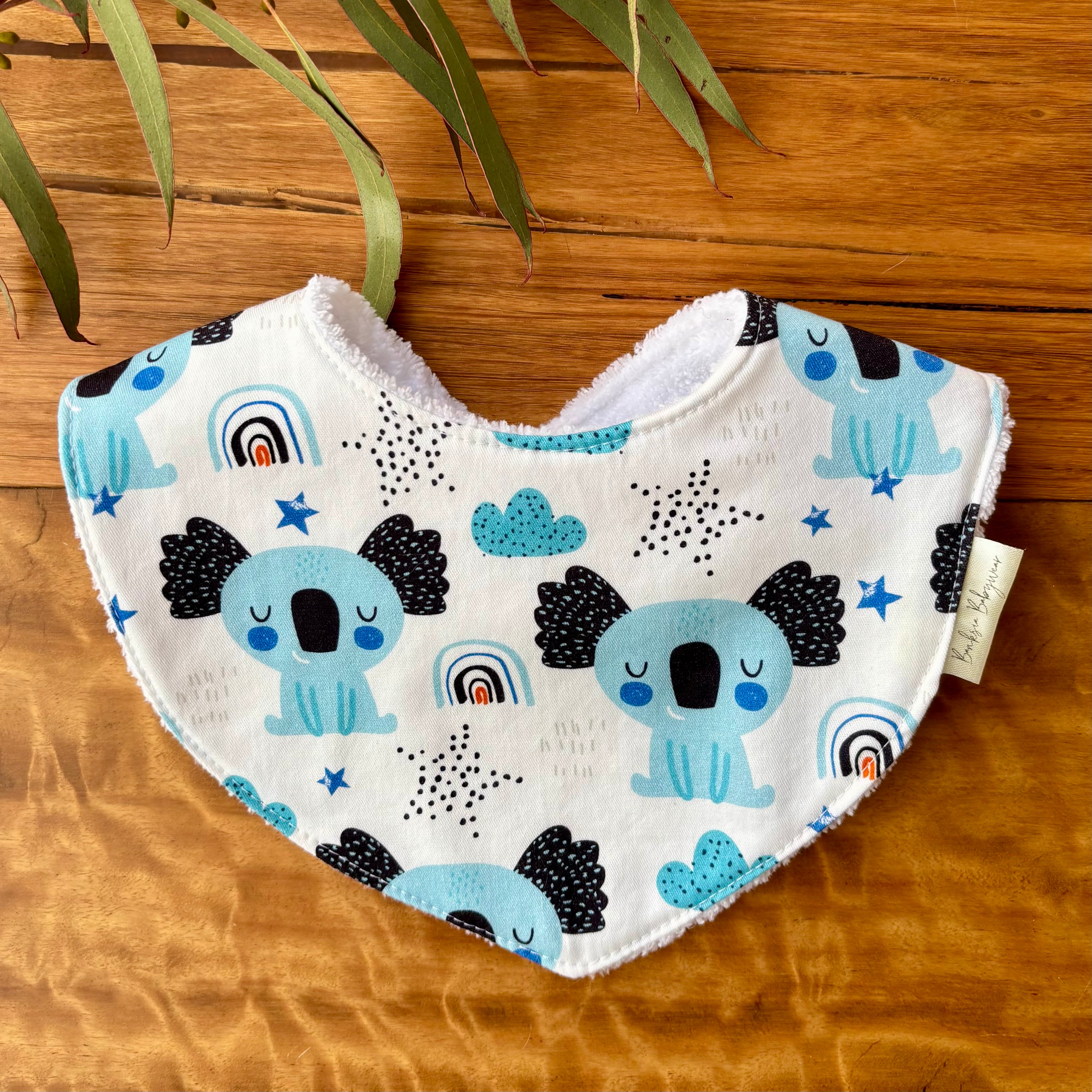 Baby Bib and Burp Cloth Set | Blue Koalas | Ready to Ship