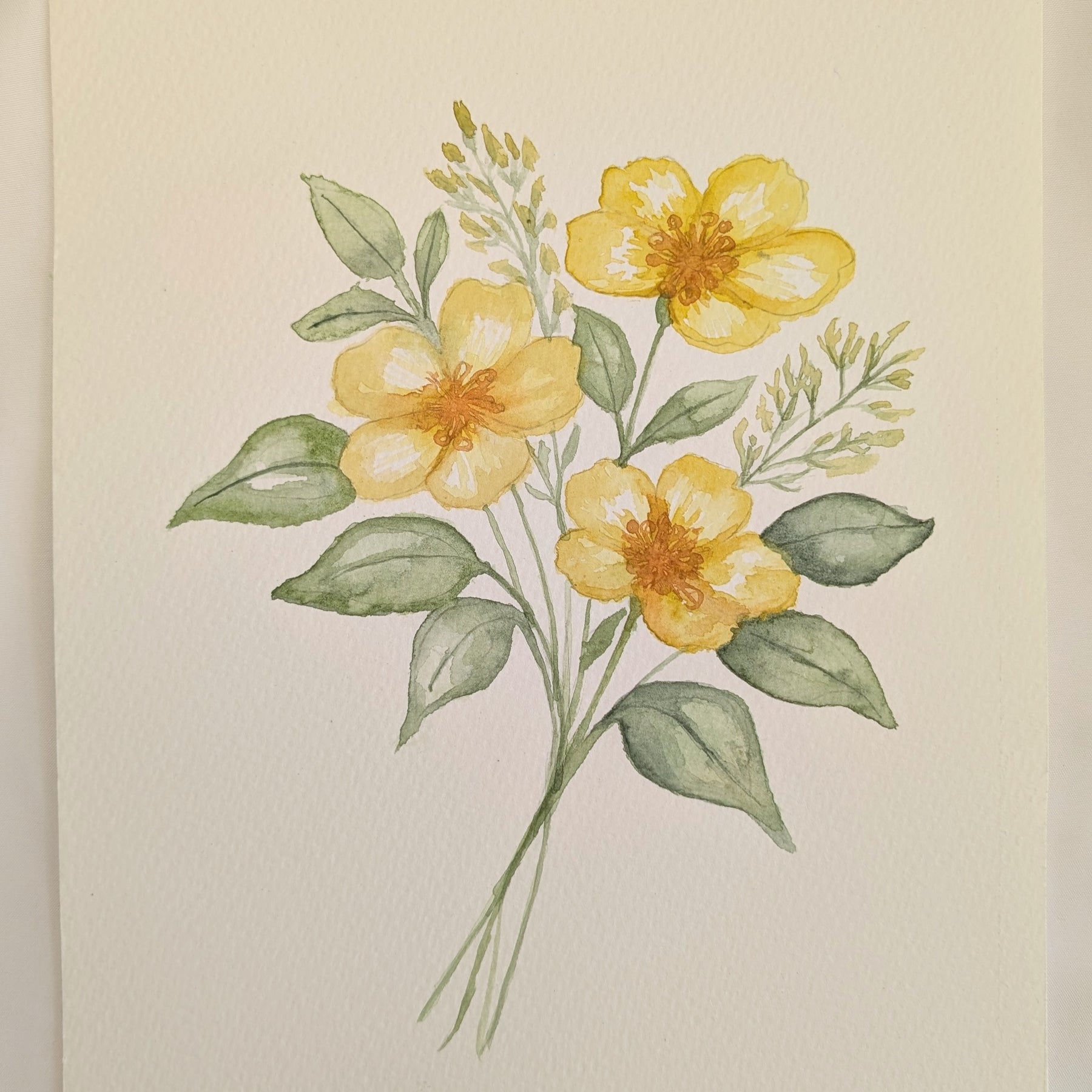 Original Watercolour Artwork – Hibbertia scandens (January Australian Native Birthflower)
